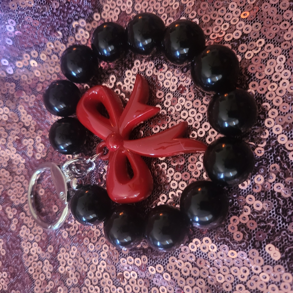 Elegant Black and Red Bow Bracelet